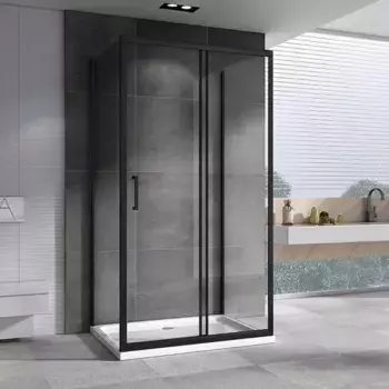 Душевой уголок Abber Schwarzer Diamant 130х100 AG30130BH-S100B-S100B черный, стекло прозрачное