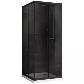 Душевой уголок Abber Schwarzer Diamant AG02080BDTH 80x80, профиль черный, стекло тонированное серое