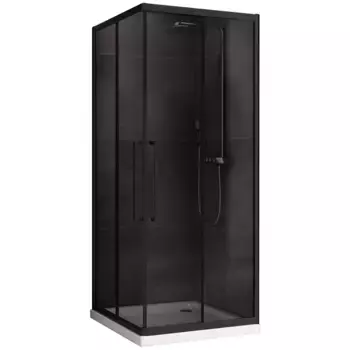 Душевой уголок Abber Schwarzer Diamant AG02100BDTH 100x100, профиль черный, стекло тонированное серое