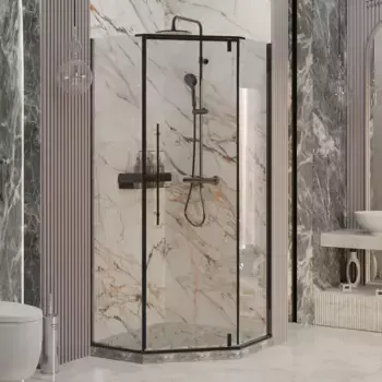 Душевой уголок Ambassador Ritz 100х100 черный стекло прозрачное