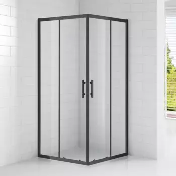 Душевой уголок Cezares Eco O-A-2 90x90, профиль матовый черный, стекло прозрачное