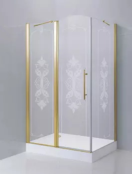 Душевой уголок Cezares Giubileo 100х100 золото стекло с узором