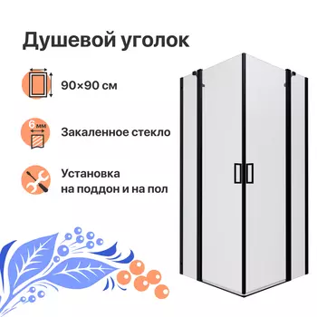 Душевой уголок DIWO Элиста 90х90 профиль черный матовый