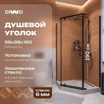 Душевой уголок DIWO Казань 100х100, профиль черный матовый