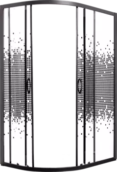 Душевой уголок Мономах 100х70 профиль черный стекло с рисунком