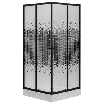 Душевой уголок Niagara Eco 90х90 с поддоном профиль черный стекло с узором