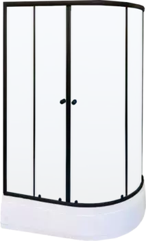 Душевой уголок Parly 120x80 L ZEM1201ВL с поддоном, профиль черный, стекло прозрачное