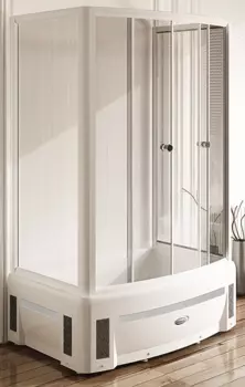 Душевой уголок Radomir Диана 139х94 профиль белый стекло прозрачное без поддона