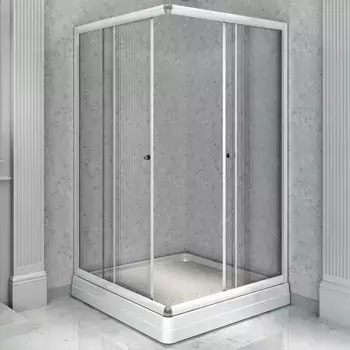 Душевой уголок Radomir Дрим 100x100 профиль белый стекло прозрачное без поддона