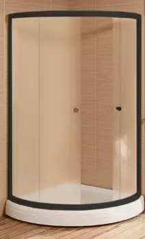 Душевой уголок Radomir Найт 110x110 профиль черный стекло матовое с низким поддоном