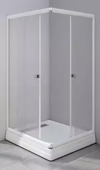 Душевой уголок Radomir Респект 100х100 профиль белый стекло матовое с низким поддоном