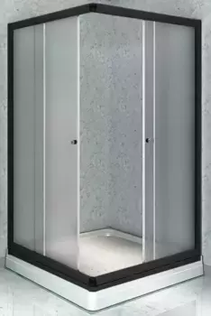 Душевой уголок Radomir Респект 100х100 профиль черный стекло матовое с низким поддоном