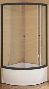 Душевой уголок Radomir Соул 1 100х100 профиль черный стекло прозрачное с высоким поддоном