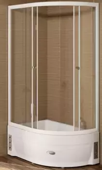 Душевой уголок Radomir Соул 2 120х80 L профиль белый стекло прозрачное с высоким поддоном