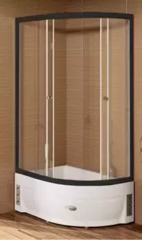 Душевой уголок Radomir Соул 2 120х80 L профиль черный стекло прозрачное с высоким поддоном