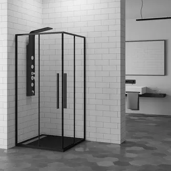 Душевой уголок RGW Stilvoll 100х100 32323100-14 черный, стекло прозрачное