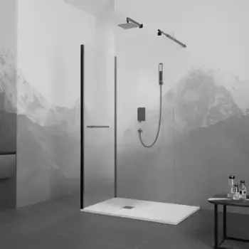 Душевой уголок Rgw Walk in 110х80 чёрный стекло прозрачное