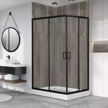 Душевой уголок Royal Bath HP 120x80 L с поддоном профиль черный стекло прозрачное