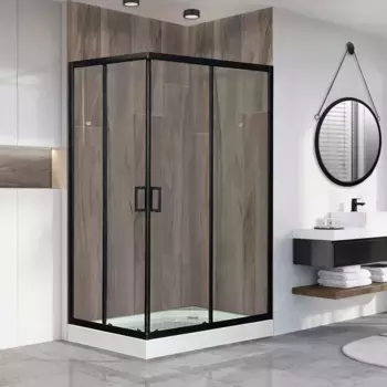 Душевой уголок Royal Bath HP 120x80 R с поддоном профиль черный стекло прозрачное