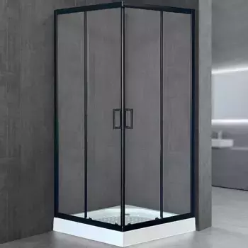 Душевой уголок Royal Bath HP 90х90 с поддоном профиль черный стекло прозрачное