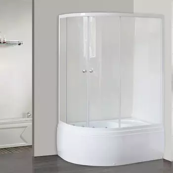 Душевой уголок Royal Bath BK 120х80 R с поддоном профиль белый стекло прозрачное