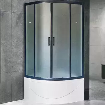 Душевой уголок Royal Bath ВК 100х100 с поддоном профиль черный стекло матовое