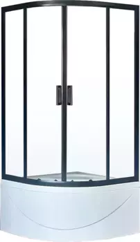 Душевой уголок Royal Bath ВК 100х100 с поддоном профиль черный стекло прозрачное