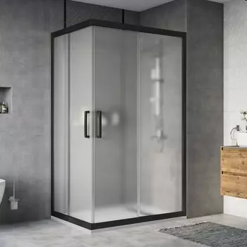 Душевой уголок STWORKI Карлстад 120x90 см профиль черный матовый, стекло матовое, с поддоном Эстерсунд