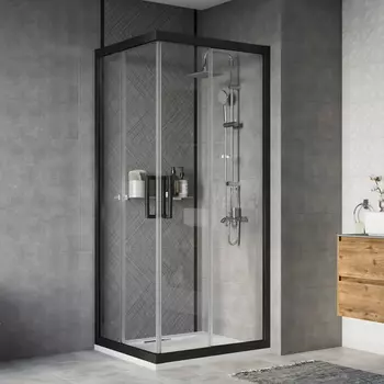Душевой уголок STWORKI Карлстад 90x80 см профиль черный матовый