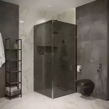 Душевой уголок STWORKI Орхус 90х90 см, профиль хром глянцевый, тонированное стекло