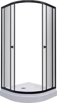 Душевой уголок Triton Альфа 100х100 с поддоном профиль черный стекло прозрачное