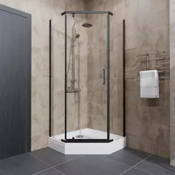 Душевой уголок Triton Дека -Блэк Щ0000059782, 90х90, с поддоном, профиль черный