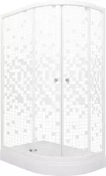 Душевой уголок Triton Коралл 120х80 L с поддоном профиль белый стекло с узором