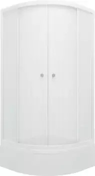 Душевой уголок Triton Стандарт 100х100 с поддоном профиль белый стекло с узором лен