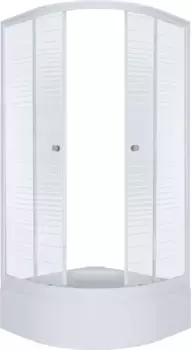 Душевой уголок Triton Стандарт 90х90 B с поддоном профиль белый стекло с узором полосы