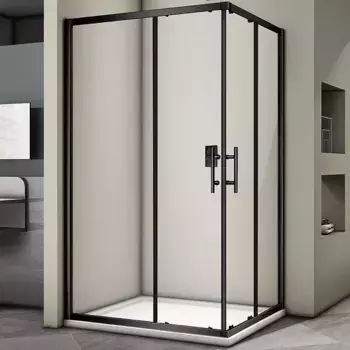 Душевой уголок Veconi Rovigo 100х80 профиль черный стекло прозрачное
