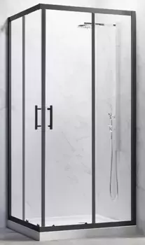 Душевой уголок Veconi Rovigo 110х80 профиль черный стекло прозрачное