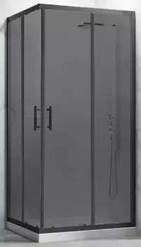 Душевой уголок Veconi Rovigo 110х90 профиль черный стекло тонированное