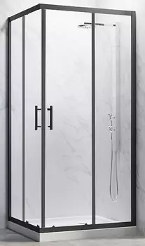 Душевой уголок Veconi Rovigo 120х80 профиль черный стекло прозрачное