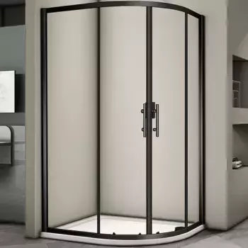 Душевой уголок Veconi Rovigo 120х90 профиль черный стекло прозрачное