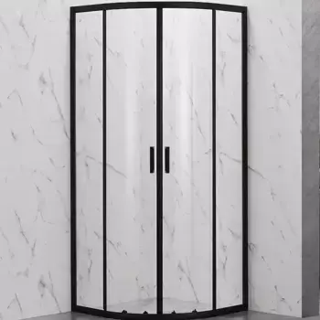 Душевой уголок Veconi Rovigo 80х80 профиль черный стекло прозрачное
