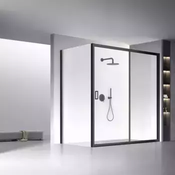 Душевой уголок Veconi Rovigo RV-060B 170х90 черный, стекло прозрачное