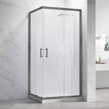 Душевой уголок Veconi Rovigo RV-27GM 100х100 см, профиль оружейная сталь, стекло прозрачное