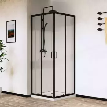 Душевой уголок Vincea City VSS-5CT900CLB 90х90 см, профиль черный, стекло прозрачное