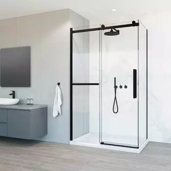 Душевой уголок Vincea Como Soft VSR-1CS9011CLB 110x90 см профиль черный, стекло прозрачное