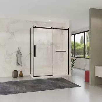 Душевой уголок Vincea Como Soft VSR-1CS8014CLB 140x80 см профиль черный, стекло прозрачное