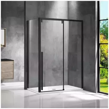 Душевой уголок Vincea Lugano 150x80 профиль черный стекло прозрачное