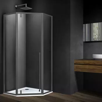 Душевой уголок Vincea Penta VSP-3P100CLGM 100х100, профиль вороненая сталь, стекло прозрачное
