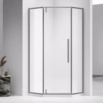 Душевой уголок Vincea Slim-N VSP-4SN900CLGM 90х90, профиль вороненая сталь, стекло прозрачное