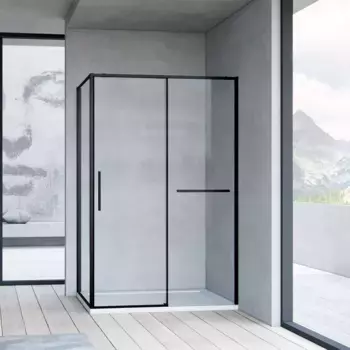 Душевой уголок Vincea Slim Soft VSR-1SS8014CLB 140x80, профиль черный, стекло прозрачное